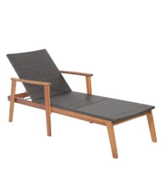 Patio Rattan Lounge Chair with 4-Position Adjustable Backrest
