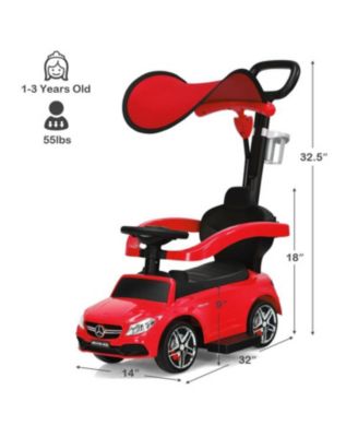 3-in-1 Mercedes Benz Ride-On Toddler Sliding Car with Push Handle