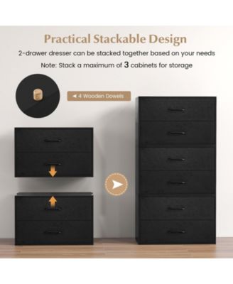 Stackable 2-Drawer Storage Cabinet with Handles for Entryway or Office Use