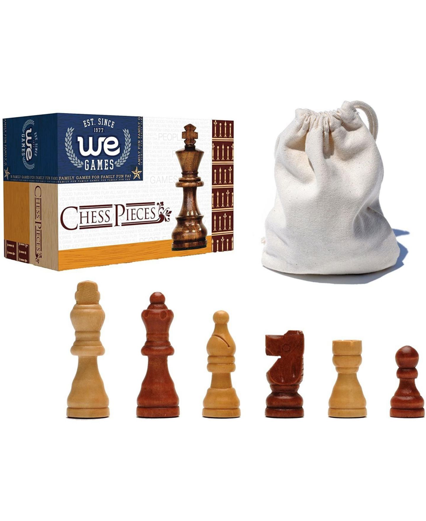 Детские игрушки Bobby Fischer French Staunton Wood Chess Pieces, 32 Chessmen, Ages 14+, цвет: Коричневый — фото 1
