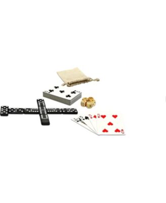 WE Games Mini Double 6 Dominoes, Dice and Card Travel Game