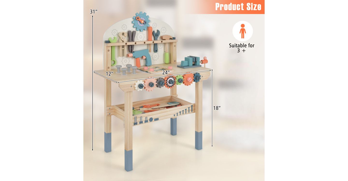 Детская игрушка Slickblue Kids Play Tool Workbench with Realistic Accessories for Pretend Play, цвет: Разноцветный — фото 5