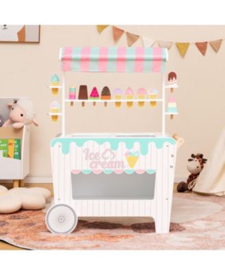 Kid's Ice Cream Cart Playset with Display Rack and Accessories