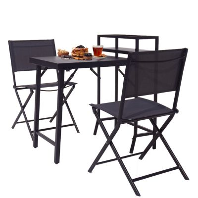 3-Piece Black Patio Bistro Set