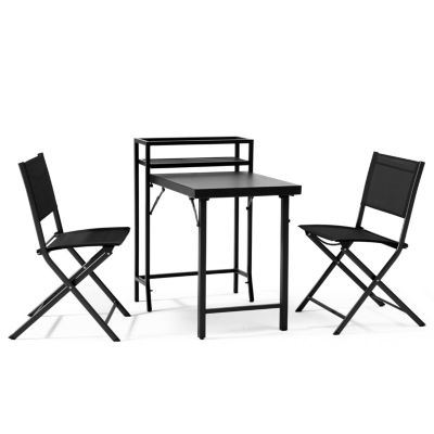 3-Piece Black Patio Bistro Set