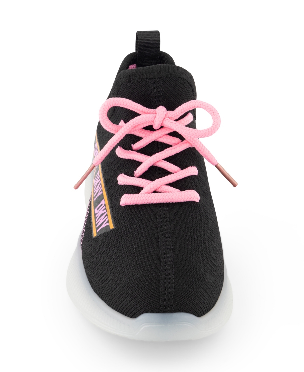Dkny Little and Big Girls Slip On Landon Stretchy Knit Sneakers - Black and Pink