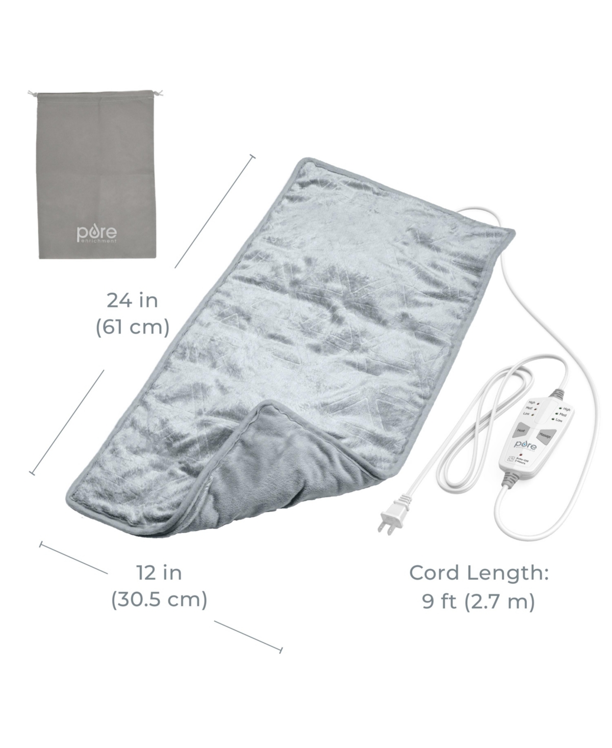 Pure Enrichment Weightedwarmth 3-in-1 Heating Pad In Steel Gray