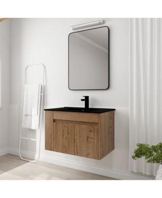 Streamdale 30 Inch Bathroom Vanity With Black Ceramic Basin And Adjust Open Shelf