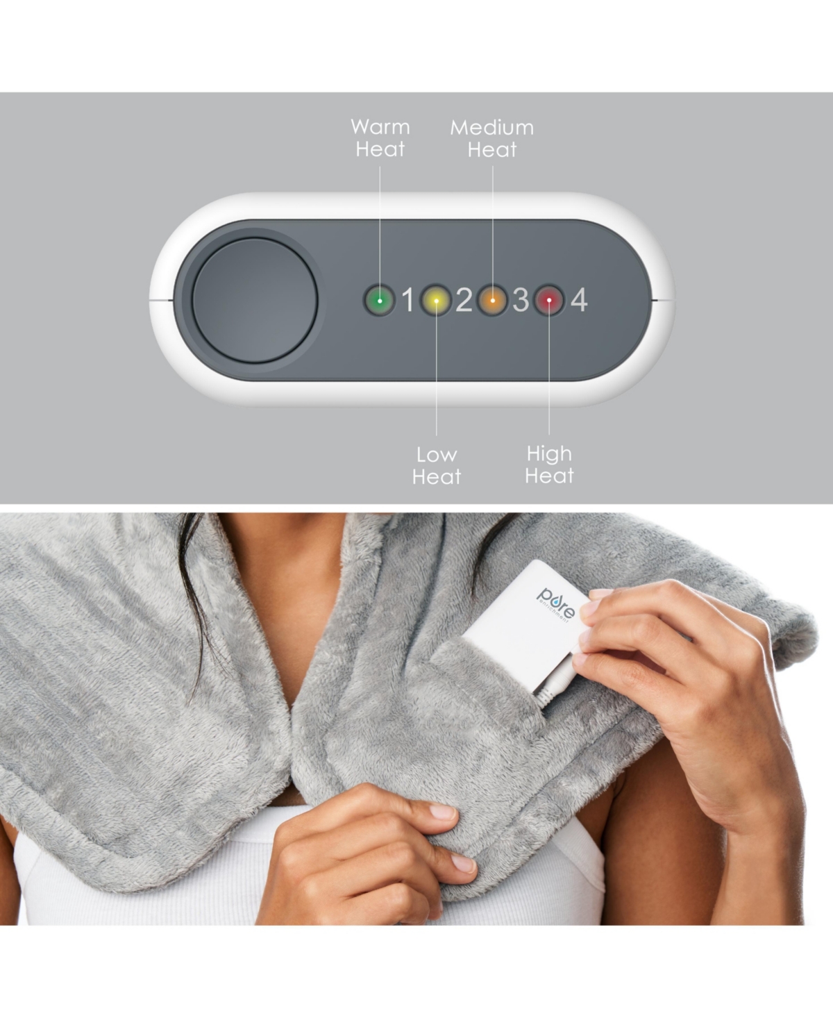 Pure Enrichment Purerelief Cordless Neck And Shoulder Heating Pad In Mist Gray