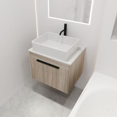 24" Modern Design Float Bathroom Vanity With Ceramic Basin Set