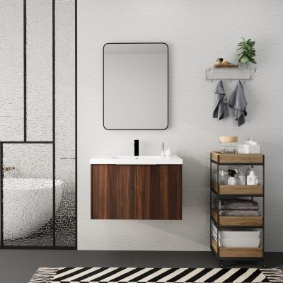30" Modern Wall-Mount Soft-Close Doors Floating Vanity with Resin Sink