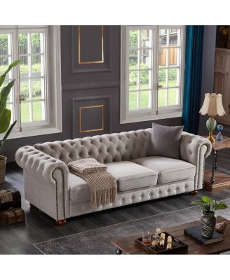 Chesterfield Sofa In Linen Fabric