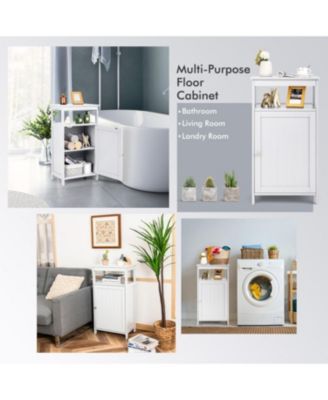 Engineered Wood Bathroom Floor Cabinet with Multifunction Storage Rack