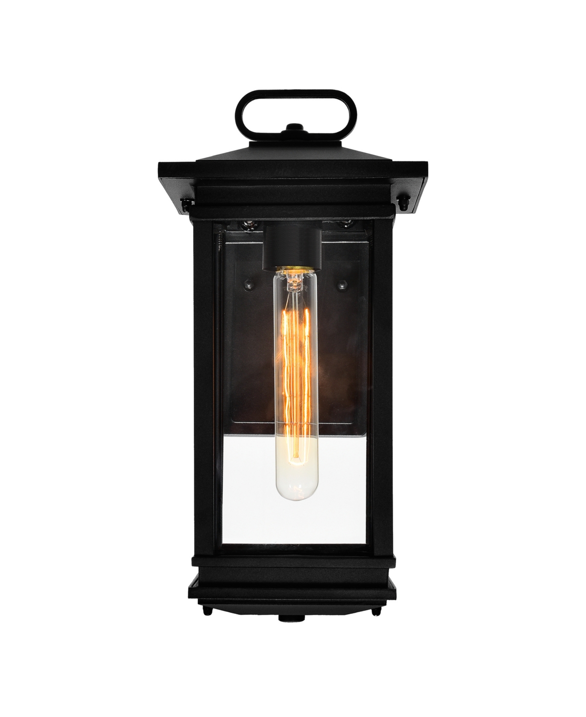 Cwi Lighting 14" Metal Oakwood 1 Light Outdoor Wall Lantern In Black
