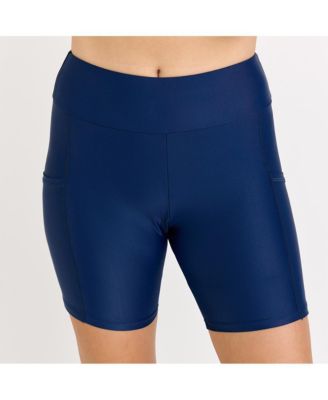 Plus Size Mid-Thigh Swim Shorts With Pockets