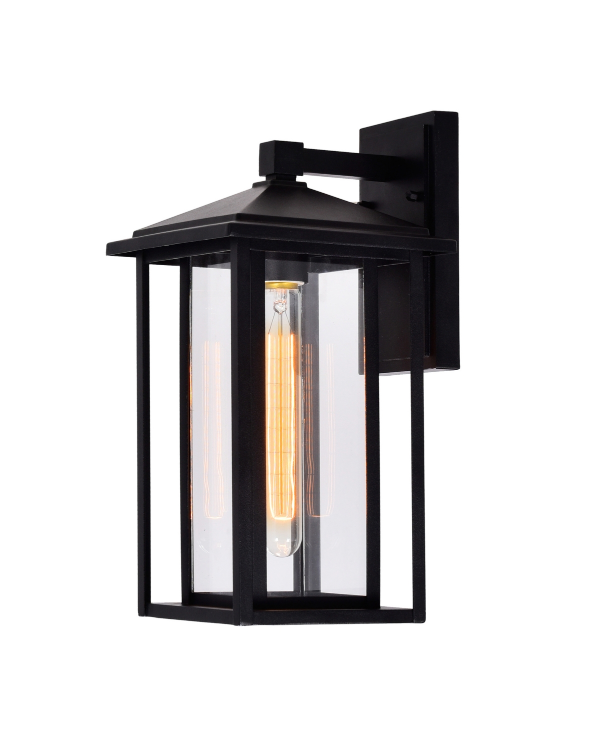 Cwi Lighting 14.7" Metal Crawford 1 Light Outdoor Wall Light In Black