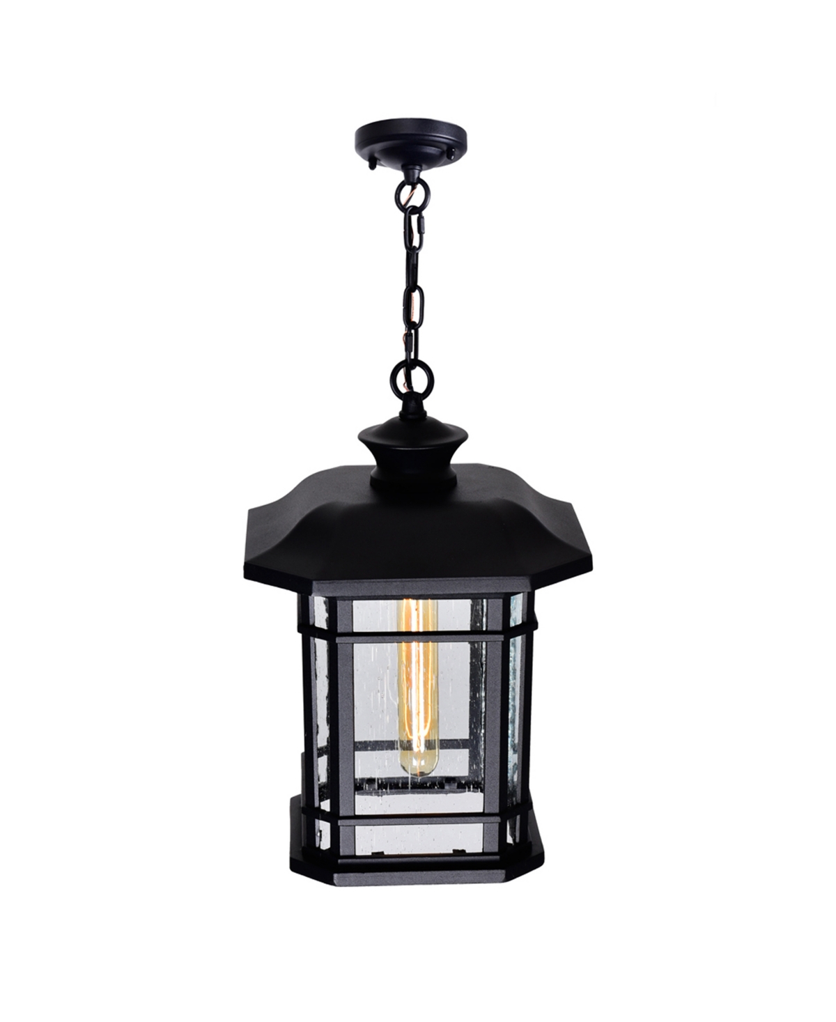 Cwi Lighting 15" Metal Blackburn 1 Light Outdoor Pendant In Black