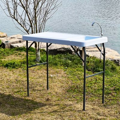 Outdoor Fish And Game Cutting Cleaning Table with Sink And Faucet