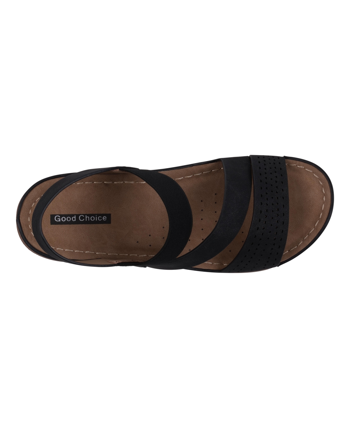 Gc Shoes Women's Grange Perforated Strappy Elastic Comfort Flat Sandals In Navy