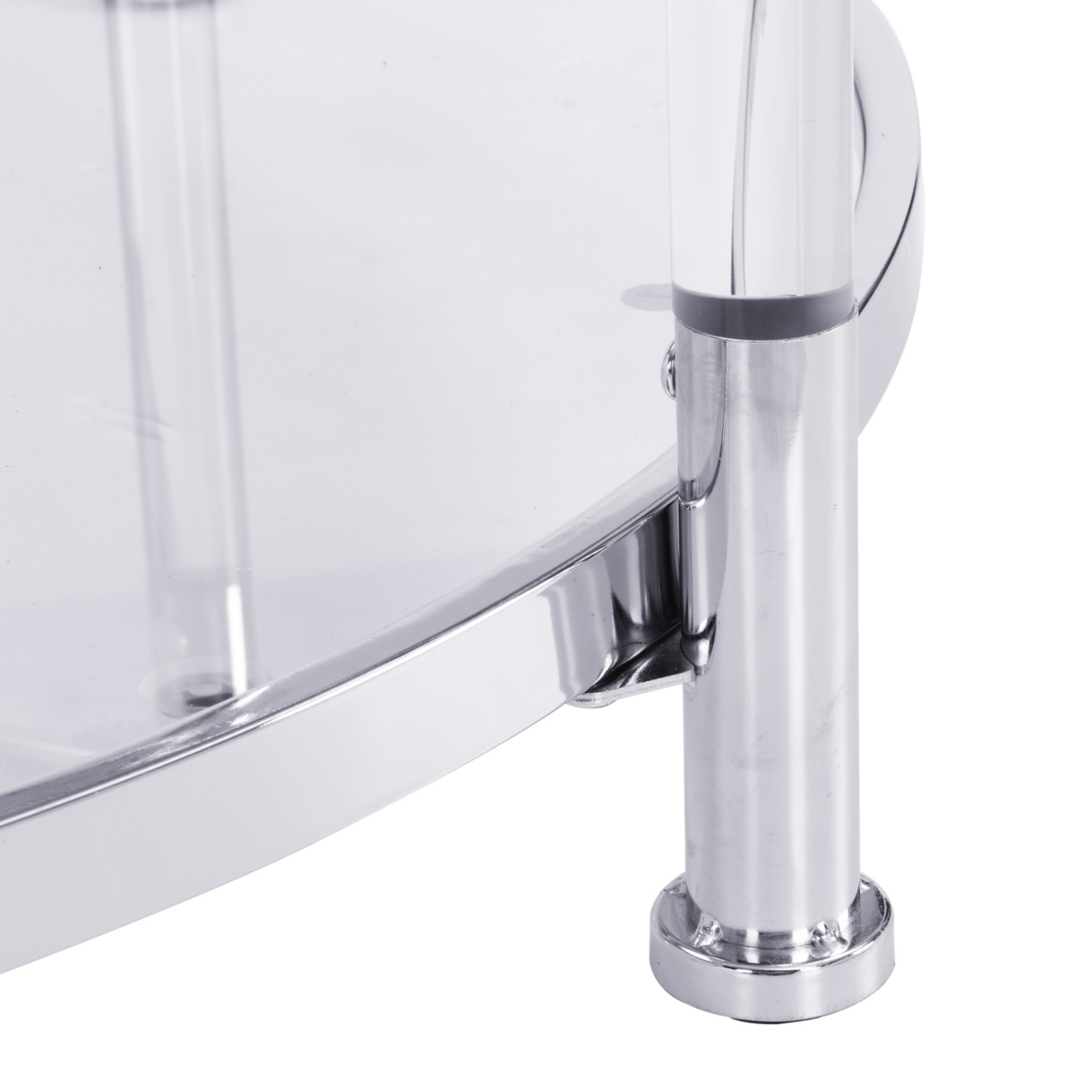 Streamdale Furniture Contemporary Acrylic Coffee Table, Round Tempered Glass Coffee Table,Silver Coffee - Chrome