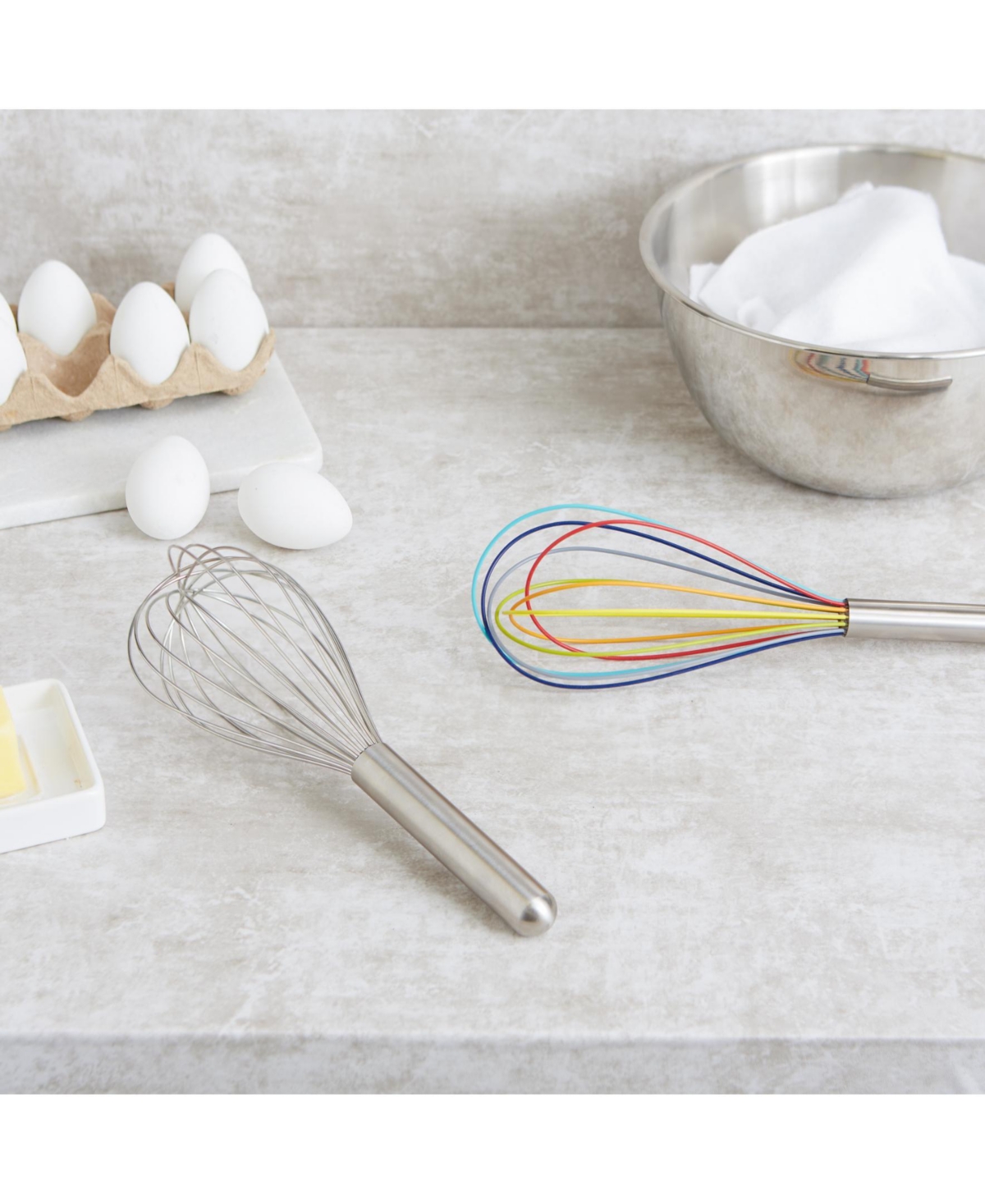 Rsvp International Endurance Stainless Steel 11.75" X 3.25" Colored Silicone Coated Whisk In Multi
