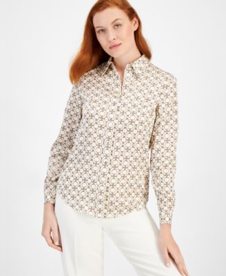 Anne Klein - Women's Long-Sleeve Button-Down Blouse