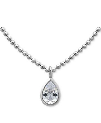 Giani Bernini - Cubic Zirconia Pear Bezel Pendant Necklace in 18k Gold-Plated Sterling Silver, 16" + 2" extender