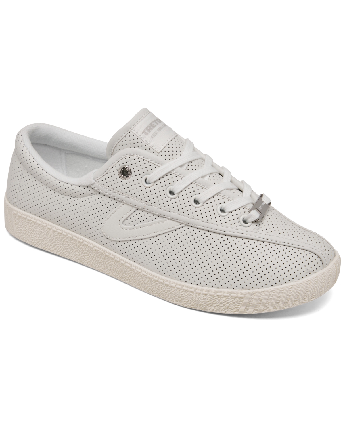Women's Nylite Perforated Leather Casual Sneakers from Finish Line - White
