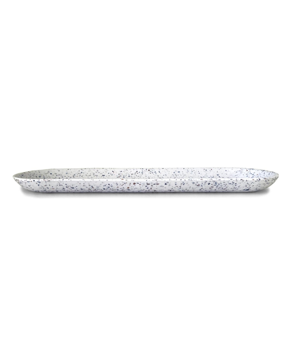 Q Squared Terrazzo 18" X 5.5" Long Oval Platters, Set Of 4 In White,black