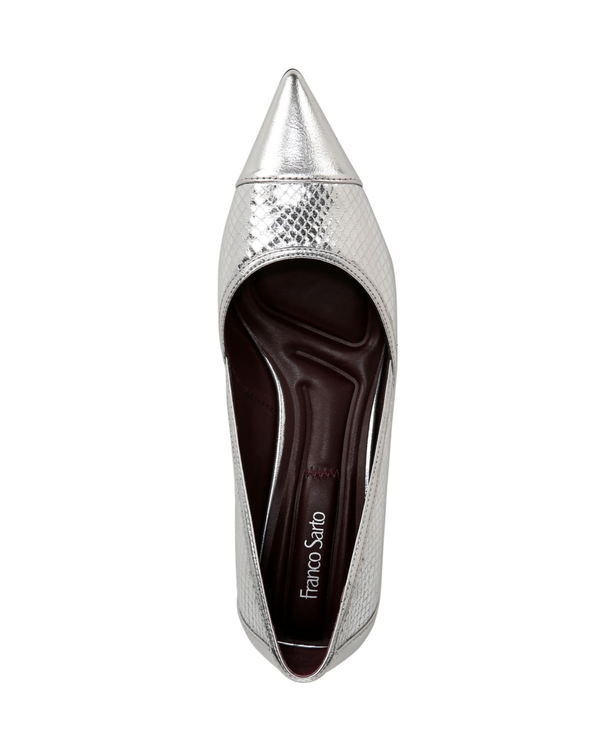 Franco Sarto Women's Darcy Pointed Toe Kitten Heel Pumps In Silver Snake Faux Leather