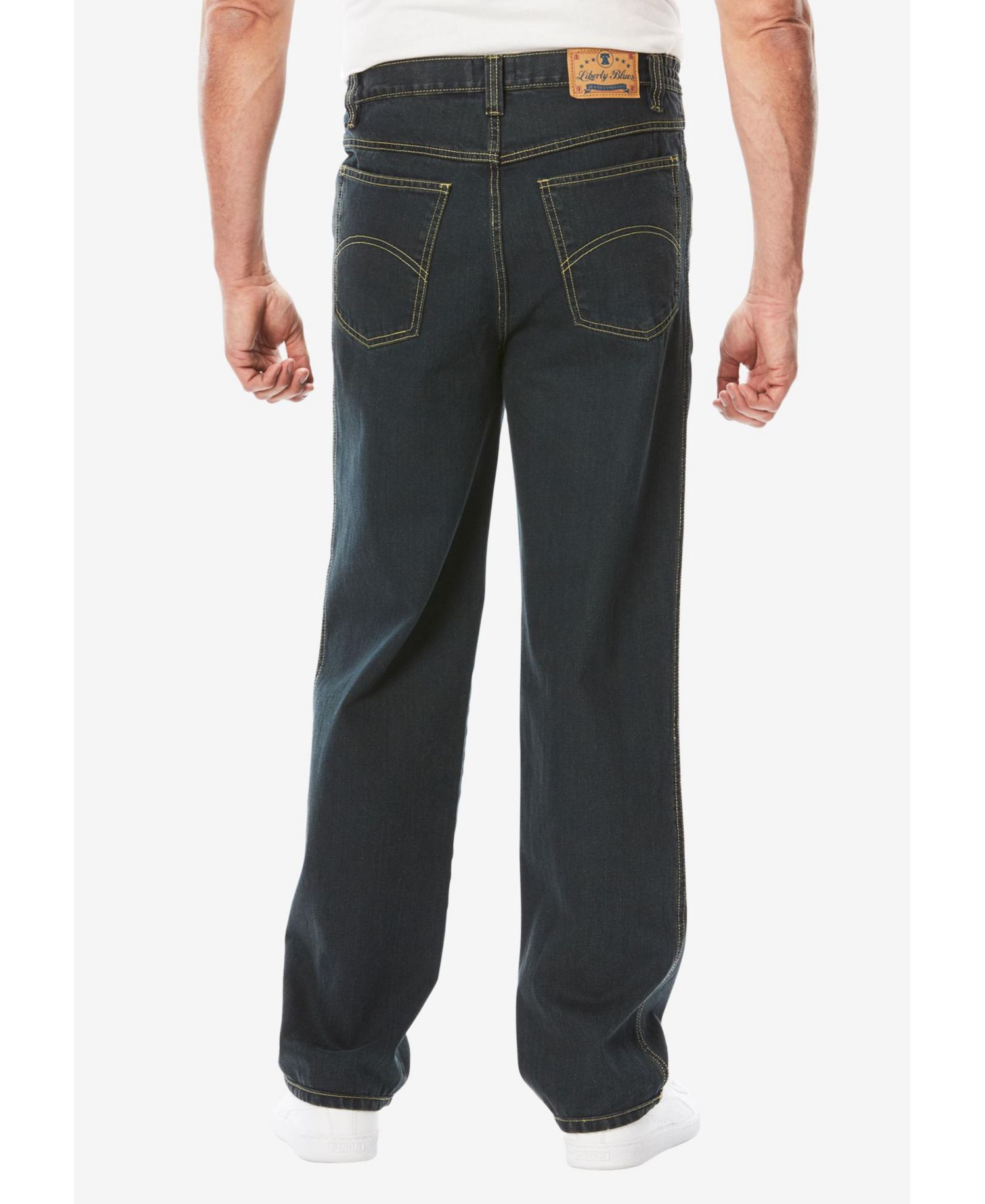 Men's by KingSize Loose-Fit Side Elastic 5-Pocket Jeans