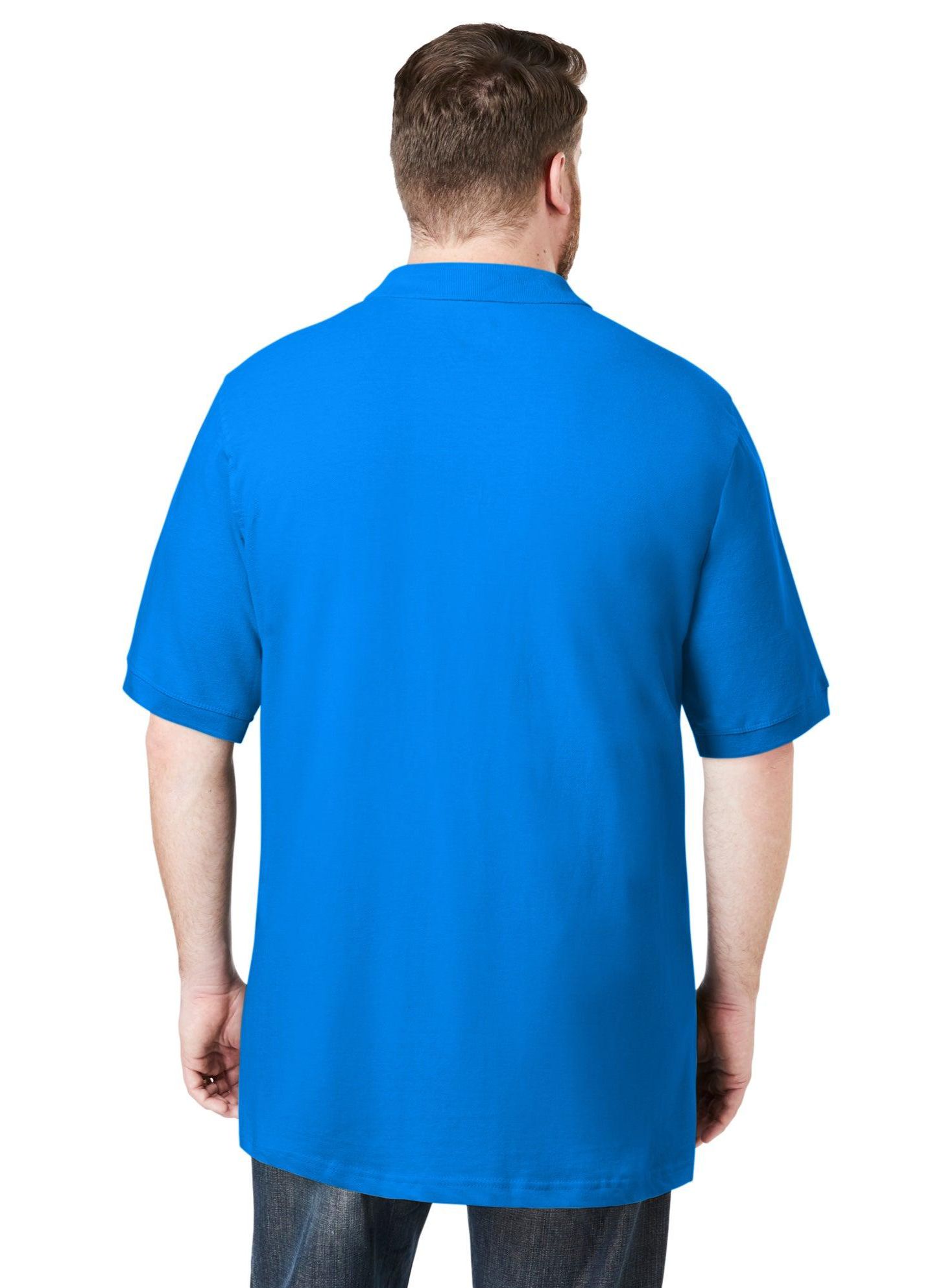 Мужское поло KingSize Shrink-Less Longer-Length Cotton Polo Shirt, цвет: Бирюзовый — фото 2