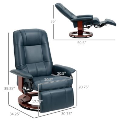 Single Piece  Faux Leather Manual Recliner with Swivel Wood Base