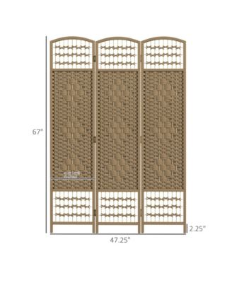 3 Panel Room Divider, Folding Screen, 5.6', Natural