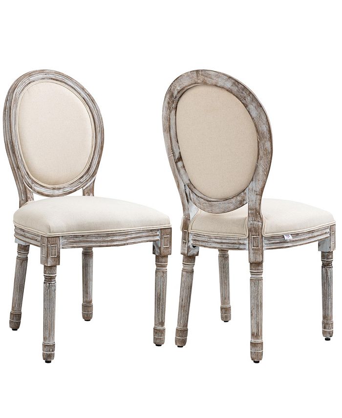 Vintage Armless Dining Chairs Set of 2, French Chic Side Chairs