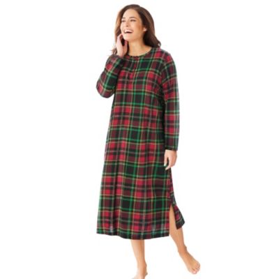 Plus Size Long-Sleeve Henley Print Sleepshirt