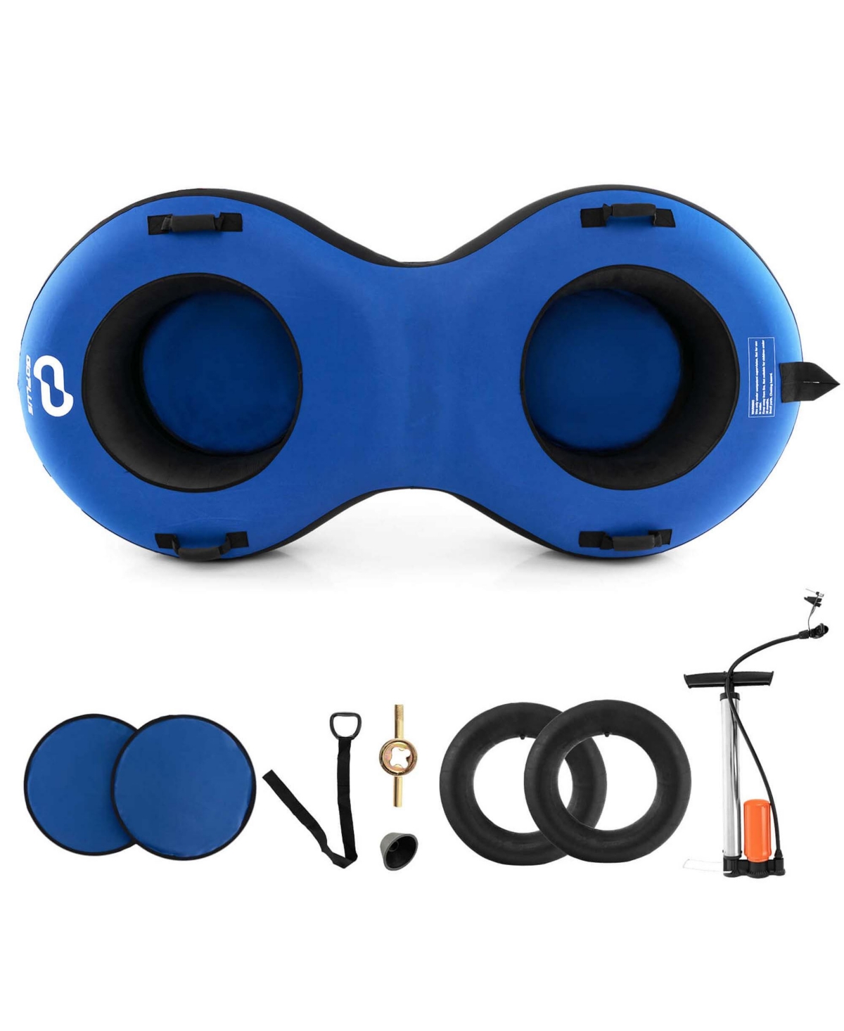 Costway 2-Person Heavy-Duty Inflatable Snow Tube for Sledding with Pump Tow Strap