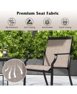 4 Pieces Patio Dining Chairs Large Outdoor Chairs Breathable Seat & Metal Frame