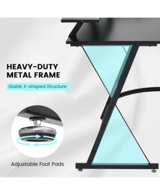 L-shaped Computer Desk with Power Outlet 51" Corner Computer Workstation Rustic