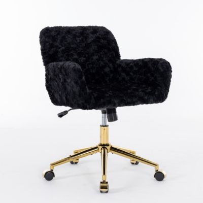Adjustable Swivel Office Chair with Golden Metal Base
