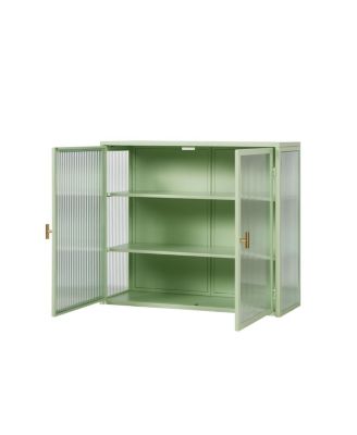 Modern Mint Green Two-Door Wall Cabinet with Three-Tier Storage