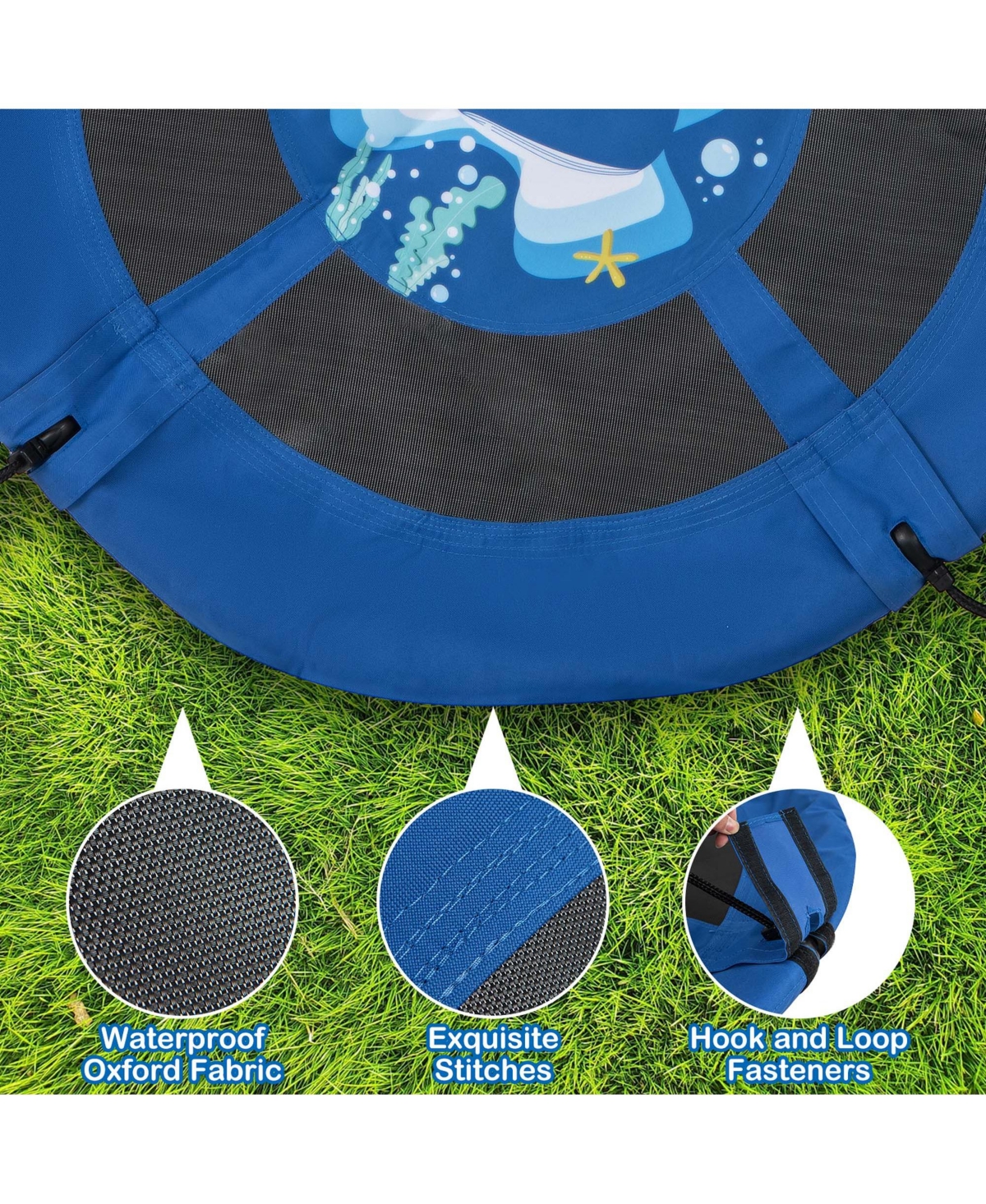 Costway 40'' Flying Saucer Tree Swing Indoor Outdoor Play Set Swing for KidsWhale - Blue