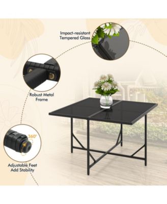 9 PCS Outdoor Dining Furniture Set Patio Conversation Set with Cushioned Seat