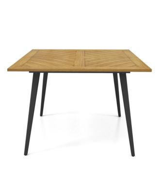 4-Person 42.5" Outdoor Dining Table with 1.9" Umbrella Hole, Adjustable Foot Pads