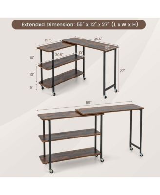 360° Rotatable Sofa Side Table L-shaped Laptop Desk Snack Table withShelf Patented