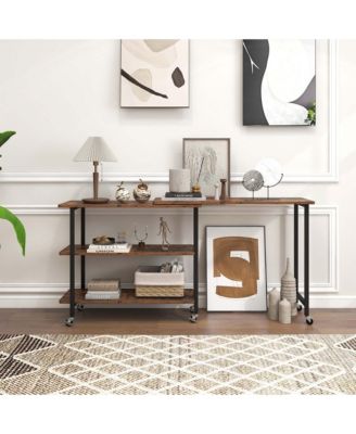 360° Rotatable Sofa Side Table L-shaped Laptop Desk Snack Table withShelf Patented