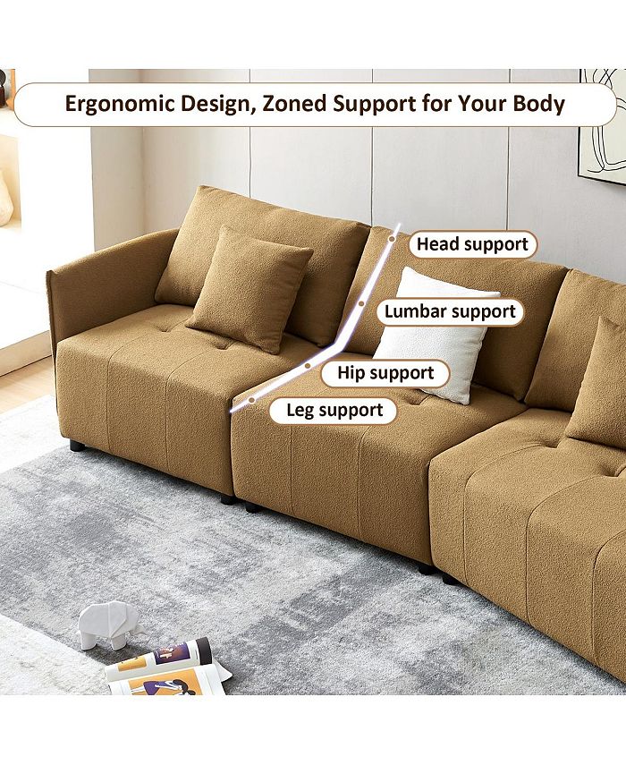 Simplie Fun 120" Teddy Fabric Sofa, Modern Modular Sectional Couch Macy's