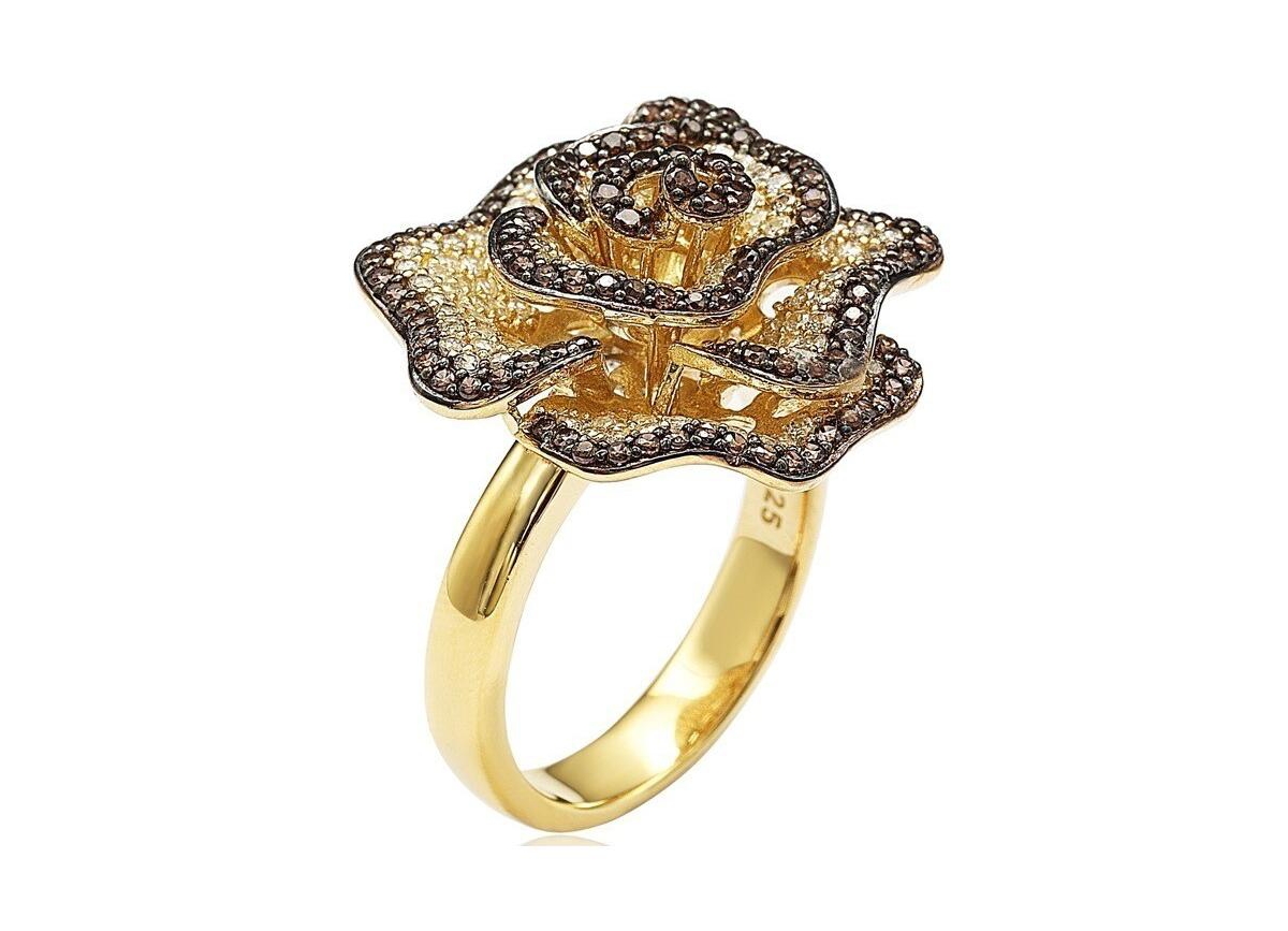 Suzy Levian New York Suzy Levian Sterling Silver Cubic Zirconia Pave Flower Ring
