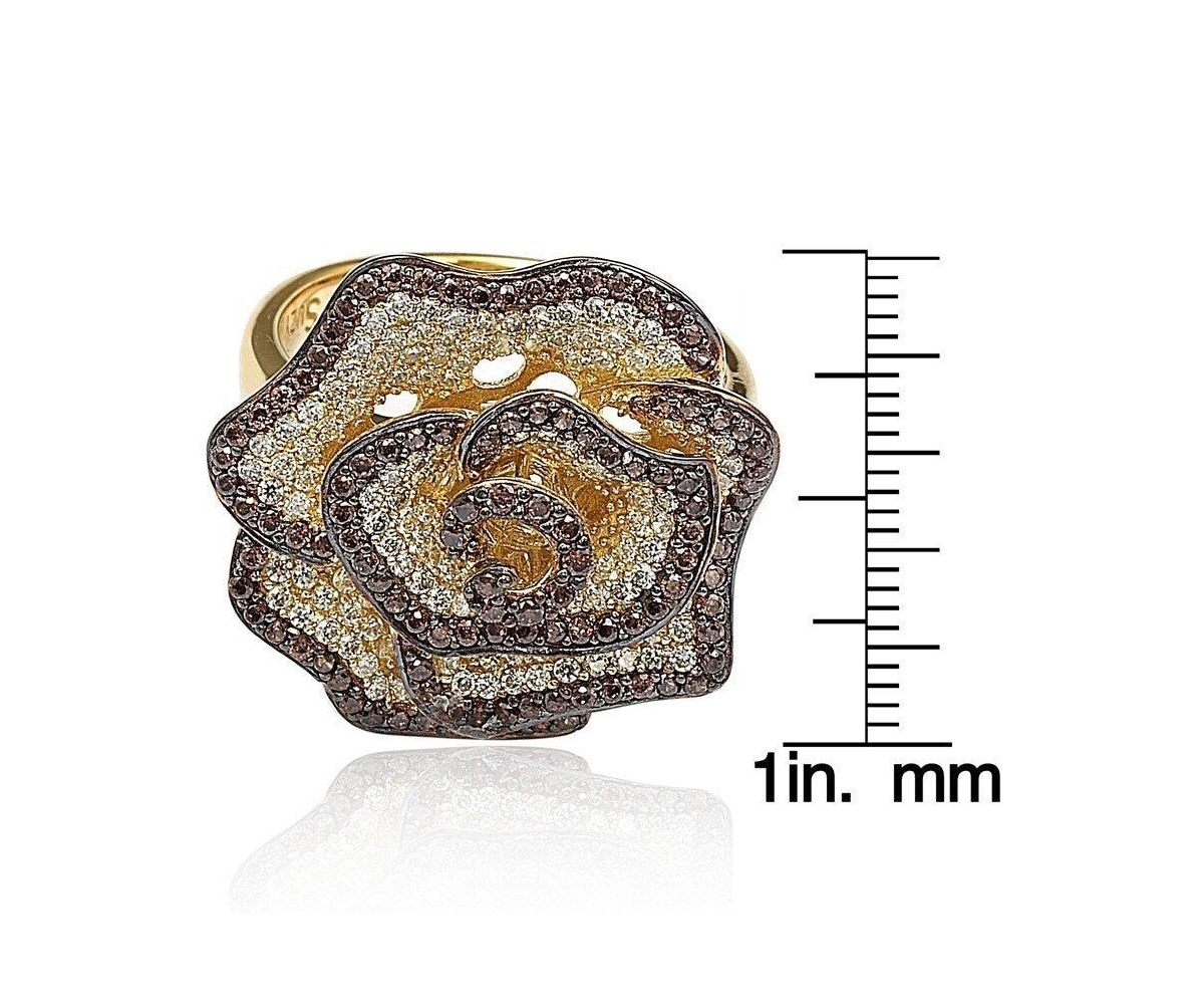 Suzy Levian New York Suzy Levian Sterling Silver Cubic Zirconia Pave Flower Ring