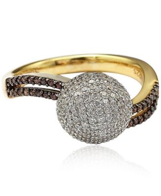 Suzy Levian Sterling Silver Cubic Zirconia Pave Ball Ring